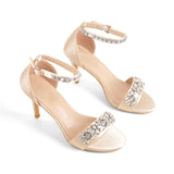 Women's Rhinestone Bridal Stilettos - Champagne - Evening Shoe - 15 B - Silk - image 36