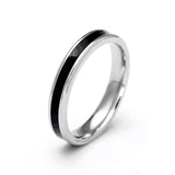 Men's Women's Stainless Steel Couple Ring - Silver/Black - 2 - Women's Ring - 6 - Stainless Steel - image 2