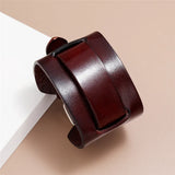 Men's Wide Leather Punk Wristbands - Black - 84029 - Medium - Genuine Leather - image 9