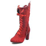Women's Steampunk Lace Top Granny Boot - Black - Lace Top Boots - 43 B - PU Leather - image 27