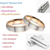 Men's Women's Titanium Wedding Rings - Gold/Silver - 1 - TC088 - 4mm - Ring - 5 - Titanium - image 7