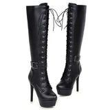 Women's Knee-High Chic High Stiletto Boot - Beige - 1 - Super High Boots - 45 B - PU Leather - image 35