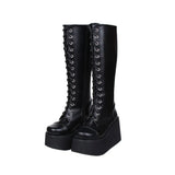 Women's Punk Motorcycle Platform Boots - Black - Punk Boots - 47 B - PU Leather - image 15