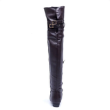 Women's Over-The-Knee-High Flat Boots - Black - Over Knee Boots - 14 B - PU Leather - image 17