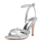 Women's Satin Rhinestones Bridal Stilettos - Black - Satin Rhinestone Stilettos - 11 B - PU Leather/Satin - image 27