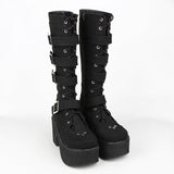 Women's Gothic Punk 4 Strap Platform Boot - Red - PU - Platform Buckle Boots - 12 B - PU Leather - image 8