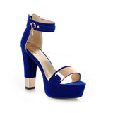 Women's High Block Heel Party Sandals - Black - High Gladiator Sandals - 14 B - PU Suede Leather - image 3