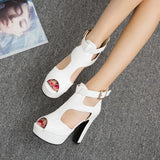 Women's T-Strap High Platform Sandals - Yellow - Platform Shoes - 3 B - PU Leather - image 17