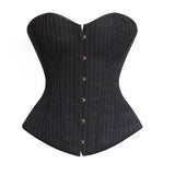 Women's Black Pin Striped Zip Up Corset - Black - 1 - 5802 - Zip Up Front - 6XL - Polyester - image 5