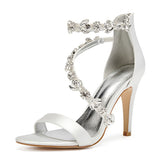 Women's Elegant Satin Crystal High Stiletto - Ivory - Bridal Shoes - 42 B - Satin - image 12