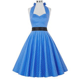 Women's Polka Dot Swing Halter Dress - Black/White - 561 / Dress - XXL - Polyester - image 18