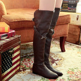 Women's Over-The-Knee-High Flat Boots - Black - Over Knee Boots - 14 B - PU Leather - image 25