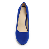 Women's Faux Suede High Chunky Heels - Blue - Chunky Heels - 43 B - PU Flock Leather - image 16
