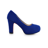 Women's Faux Suede High Chunky Heels - Blue - Chunky Heels - 43 B - PU Flock Leather - image 24