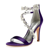 Women's Elegant Satin Crystal High Stiletto - Champagne - Bridal Shoes - 42 B - Satin - image 7