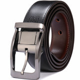 Men's Leather Reversible Rotatable Belt - Black/Blue - Men's Belt - 85cm (Waist 70cm) - Genuine Leather - image 9