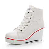 Women's Canvas Elevator Platform Sneaker - Black - Platform Sneakers - 43 B - Canvas - image 4