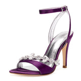 Women's Satin Rhinestones Bridal Stilettos - Grape - Satin Rhinestone Stilettos - 11 B - PU Leather/Satin - image 28