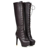 Women's Knee-High Chic High Stiletto Boot - Beige - 1 - Super High Boots - 45 B - PU Leather - image 10