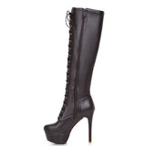 Women's Knee-High Chic High Stiletto Boot - Beige - 1 - Super High Boots - 45 B - PU Leather - image 11