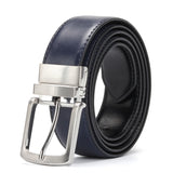 Men's Luxury Leather Belt Reversible Buckle - Blue/Black - 1 / Men's Belt - 130cm - Genuine Leather - image 21