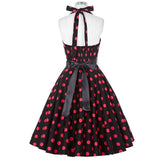 Women's Polka Dot Swing Halter Dress - Black/White - 561 / Dress - XXL - Polyester - image 14