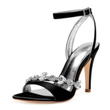 Women's Satin Rhinestones Bridal Stilettos - Black - Satin Rhinestone Stilettos - 11 B - PU Leather/Satin - image 22