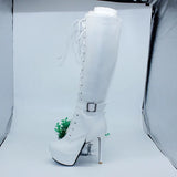 Women's Knee-High Chic High Stiletto Boot - Beige - 1 - Super High Boots - 45 B - PU Leather - image 1