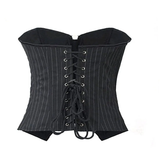 Women's Black Pin Striped Zip Up Corset - Black - 1 - 5802 - Zip Up Front - 6XL - Polyester - image 7