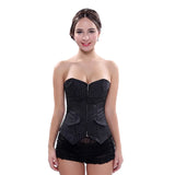 Women's Black Pin Striped Zip Up Corset - Black - 1 - 5802 - Zip Up Front - 6XL - Polyester - image 4