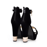 Women's High Block Heel Party Sandals - Black - High Gladiator Sandals - 14 B - PU Suede Leather - image 29