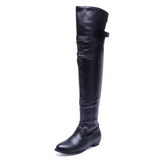 Women's Over-The-Knee-High Flat Boots - Black - Over Knee Boots - 14 B - PU Leather - image 2