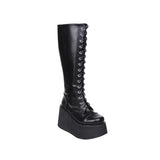 Women's Punk Motorcycle Platform Boots - Black - Punk Boots - 47 B - PU Leather - image 14