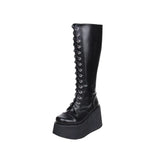 Women's Punk Motorcycle Platform Boots - Black - Punk Boots - 47 B - PU Leather - image 9