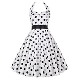 Women's Polka Dot Swing Halter Dress - White/Black - 565 / Dress - XXL - Polyester - image 4