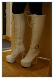 Women's Knee-High Chic High Stiletto Boot - Beige - 1 - Super High Boots - 45 B - PU Leather - image 31