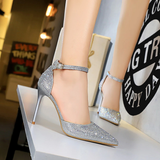 Women's Shiny Rhinestone Designer Heels - Champagne - Shimmer Shoes - 40 B - PU Leather - image 39
