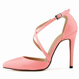 Women's Cross Strap Pointy Toe Sandals - Pink - Sandals - 12 B - image 42