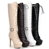 Women's Knee-High Chic High Stiletto Boot - Beige - 1 - Super High Boots - 45 B - PU Leather - image 28