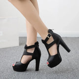 Women's T-Strap High Platform Sandals - Yellow - Platform Shoes - 3 B - PU Leather - image 29