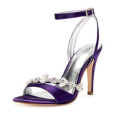 Women's Satin Rhinestones Bridal Stilettos - Purple - Satin Rhinestone Stilettos - 11 B - PU Leather/Satin - image 24