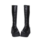 Women's Punk Motorcycle Platform Boots - Black - Punk Boots - 47 B - PU Leather - image 12