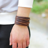 Men's Gothic Punk Cosplay Wristbands - Brown - 80795 - Genuine Leather - image 8