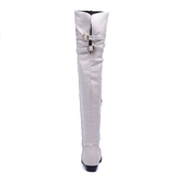 Women's Over-The-Knee-High Flat Boots - Black - Over Knee Boots - 14 B - PU Leather - image 11