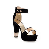 Women's High Block Heel Party Sandals - Black - High Gladiator Sandals - 14 B - PU Suede Leather - image 27