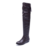 Women's Over-The-Knee-High Flat Boots - Brown - Over Knee Boots - 14 B - PU Leather - image 36