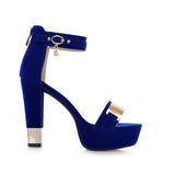 Women's High Block Heel Party Sandals - Black - High Gladiator Sandals - 14 B - PU Suede Leather - image 5