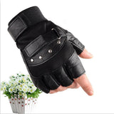 Men's Half Finger Leather Punk Gloves - Black - 1 - Gloves - Adjustable - PU Leather/Polyester - image 5
