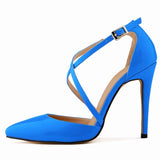 Women's Cross Strap Pointy Toe Sandals - Dark Blue - Sandals - 12 B - image 46