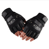Men's Half Finger Leather Punk Gloves - Black - 1 - Gloves - Adjustable - PU Leather/Polyester - image 3
